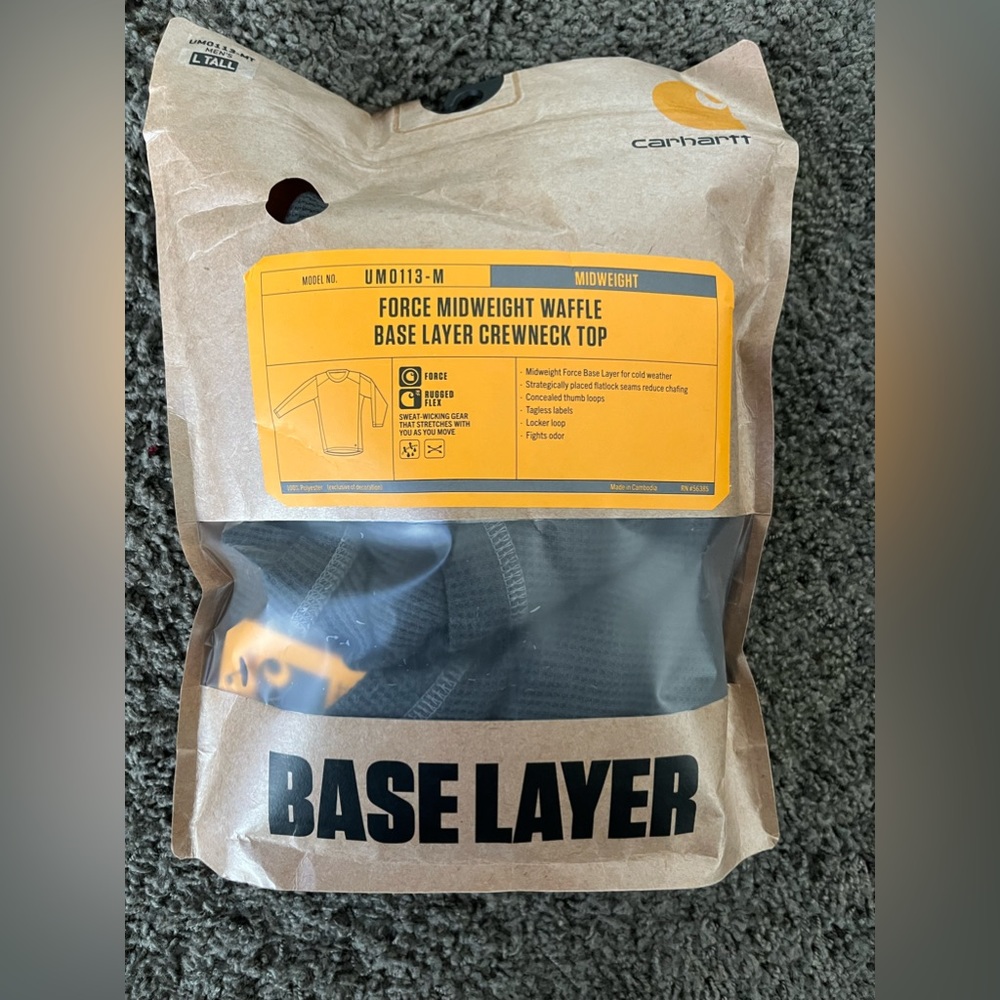 Carhartt mens waffle texture long sleeve thermal